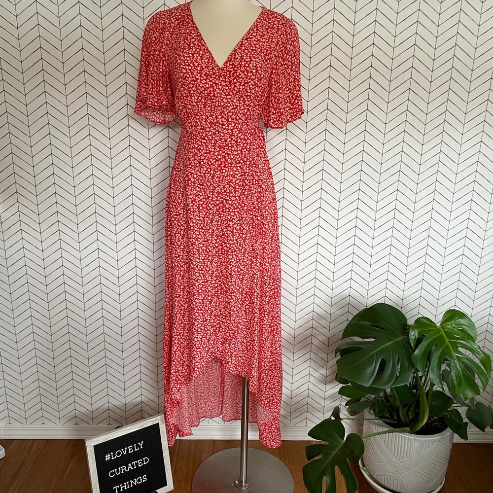 Boho Maxi Floral Short Sleeve Hi Lo Dress